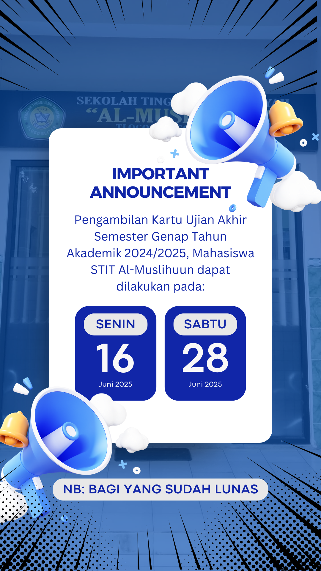 Pengambilan Kartu Ujian Akhir Semester Genap Tahun Akademik 2024/2025